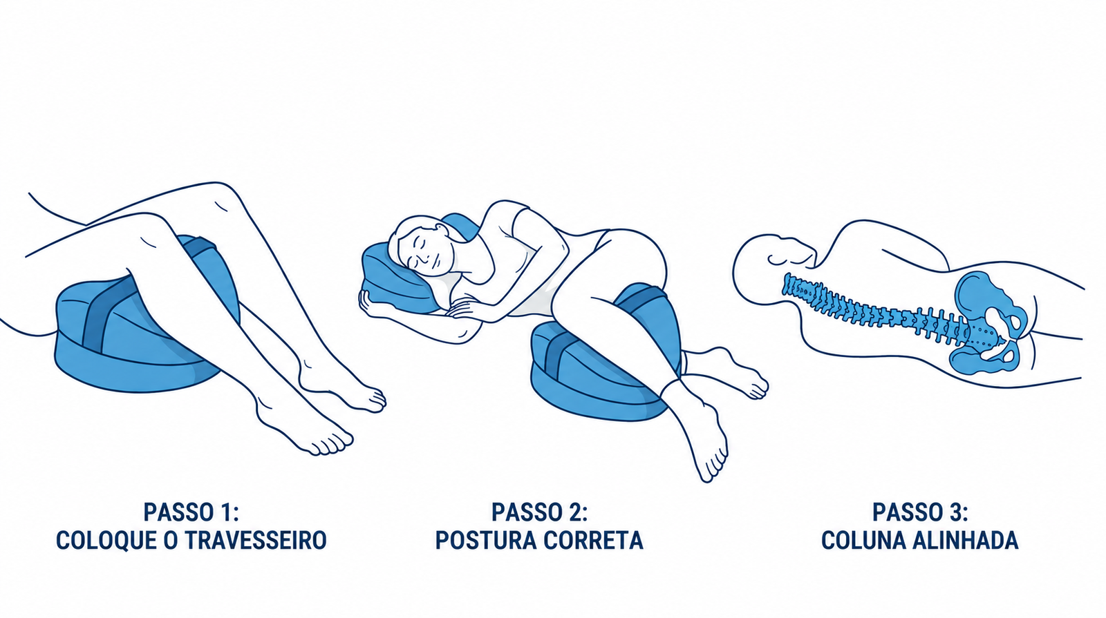 Diagrama ilustrando os três passos de uso