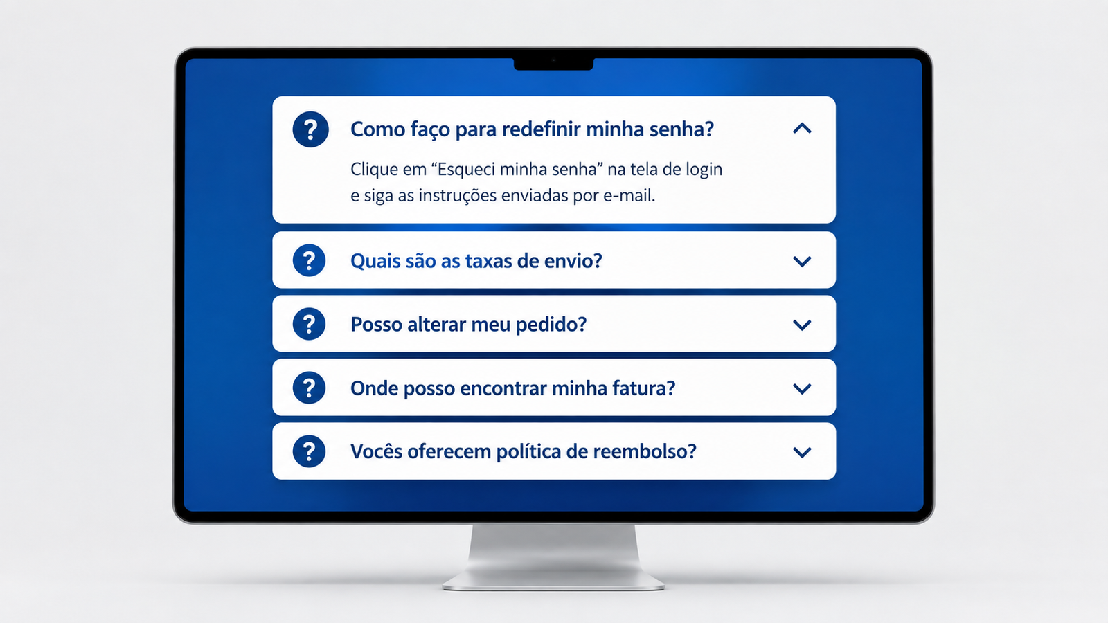 Ilustração da seção de perguntas frequentes